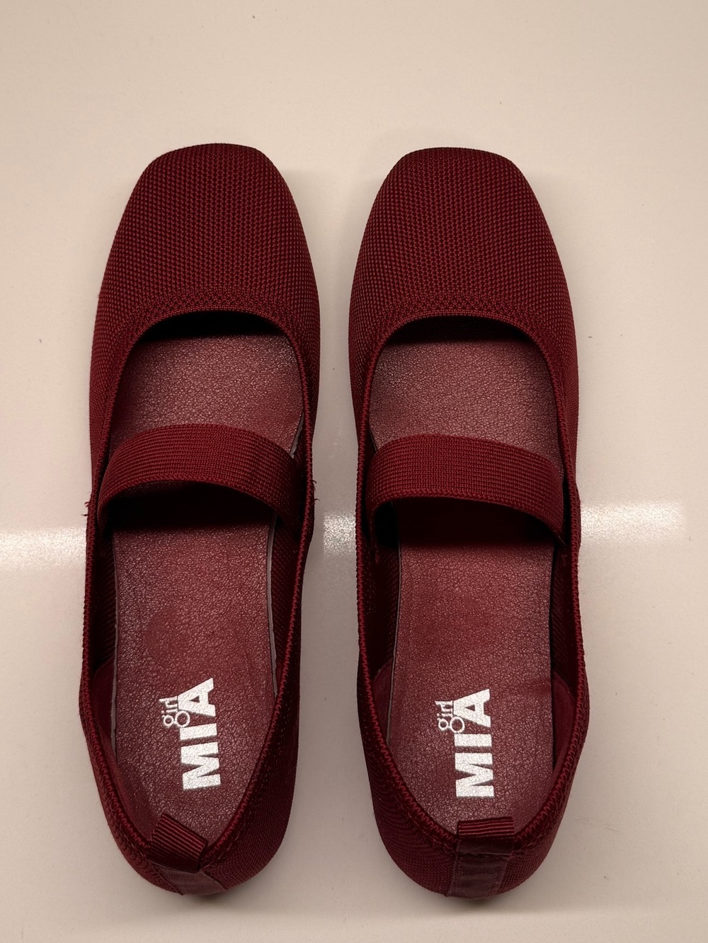 MIA Maroon Knit Mary Jane Flats